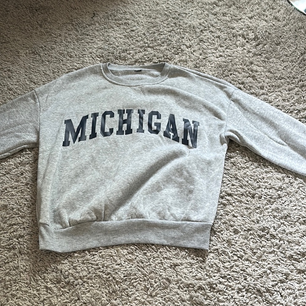 grey michigan crewneck